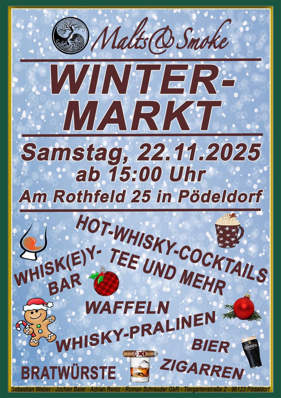 Flyer Malts&Smoke Wintermarkt 22.11.2025